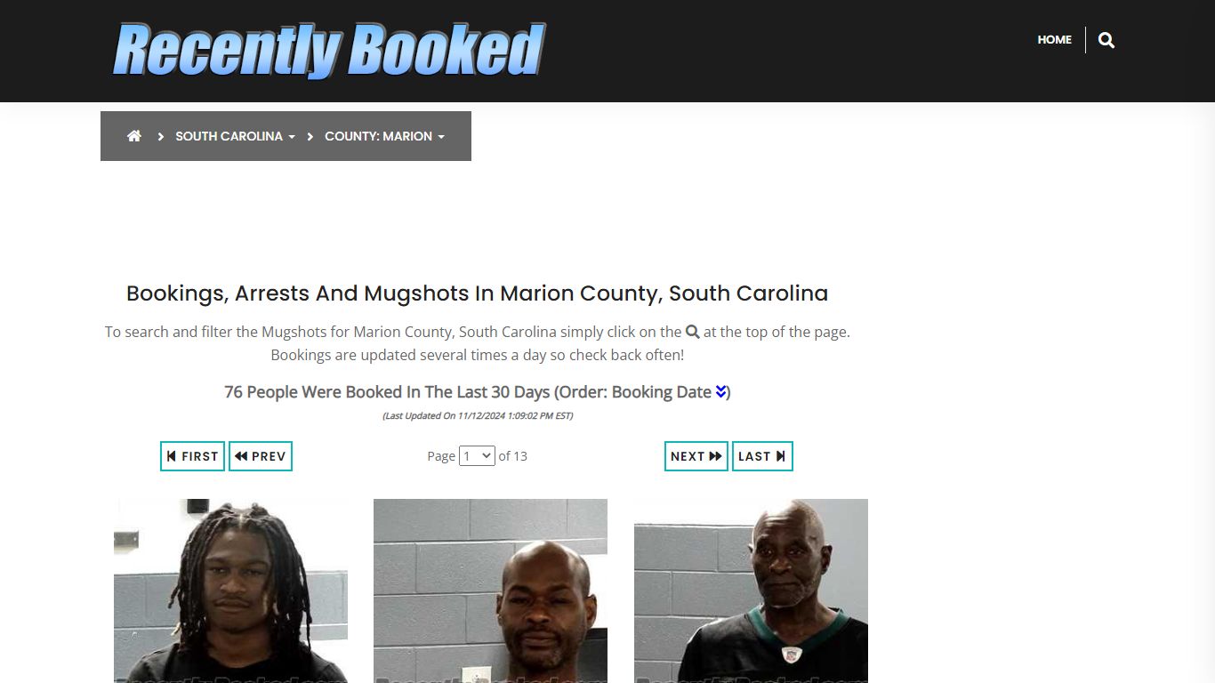 Bookings, Arrests and Mugshots in Marion County, South Carolina